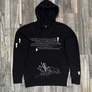 🔥 Studio Ghibli Princess Mononoke Embroidered Black Hoodie Size Small - PERFECT